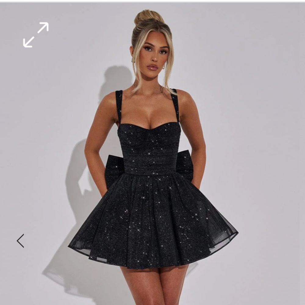 Babyboo fashion Polly mini dress- black sparkle size XS